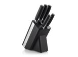 arendo Messerblock, 5-Teilig Mit Holzblock & Messern Aus Edelstahl, Ergonomische Griffe, Schwarz