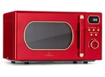 Klarstein Mikrowelle mit Grill, 800 Watt Mikrowelle Klein, 3-in-1Edelstahl-Mikrowelle Rot, Kleine 20 Liter Mikrowelle mit Auftau- und Pizzafunktion, Drehteller, Platzsparend, Einfach zu Bedienen