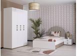 Kindermöbel Kinderzimmer Jugendbett Garnitur Bett Holz Weiß Set 3tlg