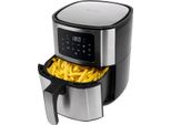 ProfiCook® Heißluftfriteuse PC FR 1239 H - Friteuse Heißluft 5,5L XXL Kapazität, Öl- und fettfreier Airfryer mit LED-Touchscreen u. 7 Programmen, ideal für Pommes Nuggets Steak, Edelstahl 1400W