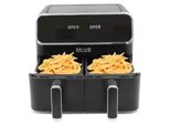 Duo Heißluftfritteuse 2 Körbe Touchscreen 80°-200°C Friteuse Fritteuse 2x 4L schwarz