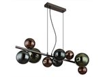LED Hängeleuchte, Glaskugeln, grau, 9 Flammig, H 120 cm