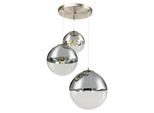 LED Hängeleuchte, 3-Flammig, Glas Kugeln, Chrom, D 51 cm