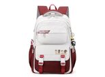 Schulrucksack College Rucksack Tagesrucksack Laptop Rucksack für Ausflüge Uni Schule Büro Weiß Rot 31x21x45cm