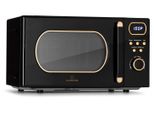 Klarstein Mikrowelle mit Grill, 800 Watt Mikrowelle Klein, 3-in-1Edelstahl-Mikrowelle Schwarz, Kleine 20 Liter Mikrowelle mit Auftau- und Pizzafunktion, Drehteller, Platzsparend, Einfach zu Bedienen
