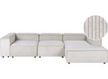 BELIANI Ecksofa Taupe Cord L-förmig 4-Sitzer Modulsofa mit Chaiselongue Linksseitig Wohnzimmermöbel Modern Wohnzimmer Wohnecke Sitzecke