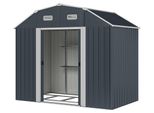 Outsunny Gerätehaus aus Stahl, 2,7 m² Geräteschuppen mit UV-Schutz, Dunkelgrau