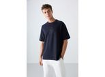 Oversized Baumwollmischung Rundhals-T-Shirt