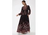 Bedrucktes Viskose-Maxi-Kleid Mit Langen ÄRmeln