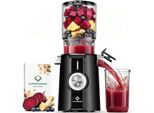 Entsafter Slow Juicer, 115 mm Große Einfüllöffnung für Entsafter Gemüse und Obst , Kaltentsafter 200W, BPA-frei, Einfach zu Reinigen und Montieren, Schwarz