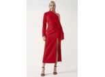 Asymmetrisches Kragen-Kleid Mit Schlitzen Im Bodycon-Midi-Stil