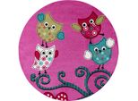 Kinderteppich Tasna, Mit Eulen-Motiv, Violett, Ø 160 Cm