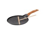 Stoneline Back To Nature Crepe Pfanne Induktion 25 Cm, Mit Teigverteiler, Beschichtet Mit Echten Steinpartikeln, Grau, Pancake Pfanne, Palatschinken Pfanne Und Crepepfanne