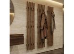 MCA 3Er-Set Garderobenpaneel MCW-P56, Wandgarderobe Garderobenleiste Holzgarderobe, 24 Haken Massiv-Holz, Eiche