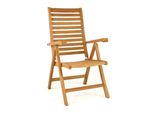 Vcm Gartenstuhl Hochlehner Klappstuhl Verstellbar Teak Holz Behandelt Dunkelbraun MaßE H 111 X B 61 X T 65Cm