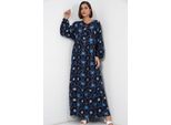 Tropisches Maxi-Kleid Mit Knopfverschluss