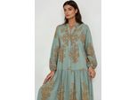 Bedrucktes Viscon Maxi-Kleid Mit Hemdkragen
