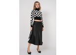 Satin A-Linie Midi-Rock Mit Elastischem Bund