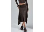 Hochtaillierter Asymmetrischer Midi-Rock Mit Leopardenmuster