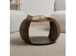 Couchtisch Mango Massivholz Rund 60 Cm Wohnzimmertisch Ablagefach Landhaus