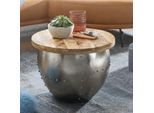 FineBuy Couchtisch Rund Holz Metall Sofatisch Ø 60 Cm Tisch Industrial Stauraum