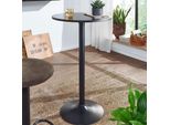 FineBuy Bartisch Schwarz Stehtisch Ø 60 Cm Metall / Holz Bistrotisch Rund Tisch