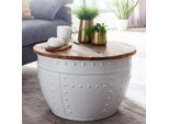FineBuy Couchtisch Mango Massivholz Ø60Cm Wohnzimmertisch Sofatisch Stauraum