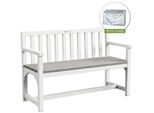 Wondermake® Gartenbank Holz Wetterfest Mit Abdeckung, 2-Sitzer Holzbank Modern, Parkbank Sitzbank Massiv Garten Outdoor, Naturholz Massivholz, Weiß Grau