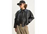 ÜBergroßE Kunstleder-Crop-Jacke Mit ReißVerschluss