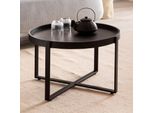 Couchtisch FineBuy Sofatisch Massivholz Schwarz 60X60X35 Cm Wohnzimmertisch Rund