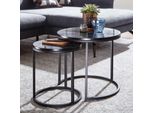 FineBuy Beistelltisch 2Er Set Couchtisch Marmor Optik Wohnzimmertisch Rund Tisch