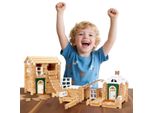 Holzbausteine 107 Stücke, für Kinder von 4-8 Jahren, mit Tür und Fenstern, Lernspielzeug