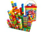 Bausteine-Set 214 Stück, 13 Formen, Aufbewahrungseimer, Lernspielzeug für Kleinkinder