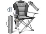 Kesser® Campingstuhl Faltbar Bis 150 Kg Angelstuhl Faltstuhl Klappstuhl Gepolstert Mit Armlehnen, GeträNkehalter + Tasche Mit Hoher RüCkenlehne, Strandstuhl, Klapphocker