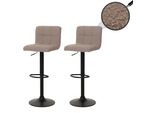 2Er-Set Barhocker MCW-G87, Tresenhocker Barstuhl, HöHenverstellbar Drehbar, Stoff Boucle (450G/M²) MVG ~ Taupe