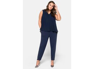 sheego Jumpsuit im Lagenlook mit Chiffon-Oberteil, marine, Gr.44