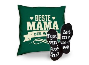 Soreso® Dekokissen Kissen Beste Mama der Welt & Sprüche Socken Sleep