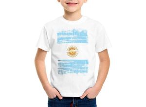 style3 Print-Shirt Kinder T-Shirt Argentinien Vintage Flagge EM WM Olympia