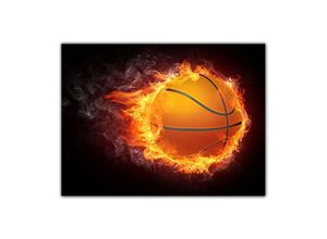 Bilderdepot24 Leinwandbild Basketball Feuer