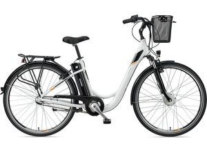 Telefunken E-Bike Multitalent RC830, 3 Gang Shimano Nexus Schaltwerk, Frontmotor, 374,4 Wh Akku, mit Fahrradkorb, weiß