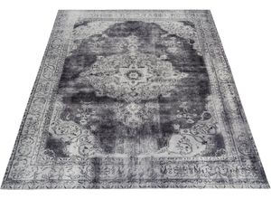 Teppich Rayan, Leonique, rechteckig, Höhe: 9 mm, Orient-Design, Vintage, Kurzflor, Teppich mit Bordüre, grau