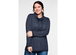 Große Größen: Pullover mit weitem Kragen, in melierter Optik, nachtblau, Gr.48/50