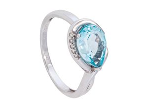 JOBO Fingerring Ring mit Blautopas und 5 Diamanten, 585 Weißgold, silberfarben|weiß
