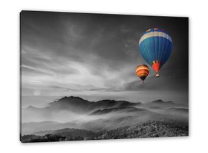 Pixxprint Leinwandbild Heißluftballons über den Alpen