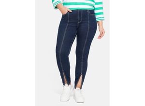 sheego Schmale Ankle-Jeans mit Teilungsnaht vorn, blue black Denim, Gr.44