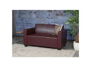 MCW 2er Sofa Couch Moncalieri Loungesofa Kunstleder ~ rot-braun