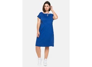 sheego Jerseykleid mit weitem Ausschnitt und Taschen, royalblau, Gr.54