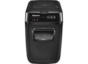 Fellowes Aktenvernichter AutoMax 200C, mobil, Partikelschnitt 4 x 38 mm, bis 180 Blatt, P4, Autopapiereinzug, 32 l