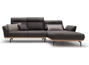 hülsta sofa Ecksofa hs.460, Sockel in Eiche, Alugussfüße in umbragrau, Breite 298 cm, braun|grau