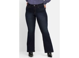 Große Größen: Bootcut-Jeans mit 3D-Catfaces, dark blue Denim, Gr.58